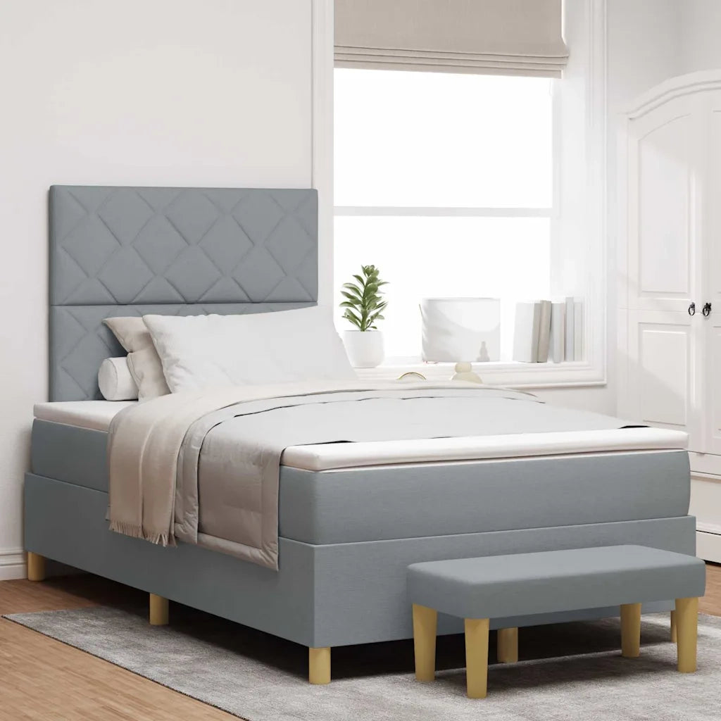 Letto a molle con materasso Grigio chiaro 120 x 200 cm Tessuto