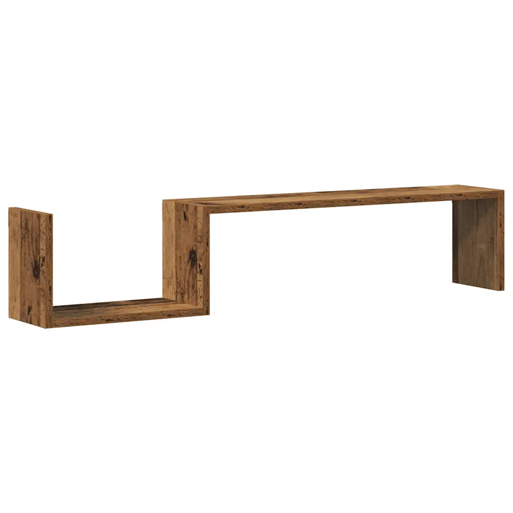Scaffali da Parete 2 pz Legno Antico 100x15x20 cm Multistrato 856612