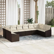 Set Divano da Giardino 10 pcs Marrone e Crema polyrattan 3355567