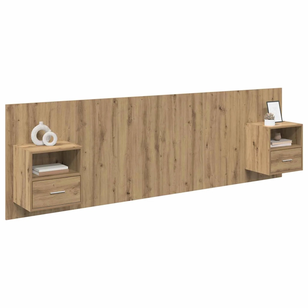 Testata con Comodino 3 pcs Rovere artigianale Legno multistrato 3415902