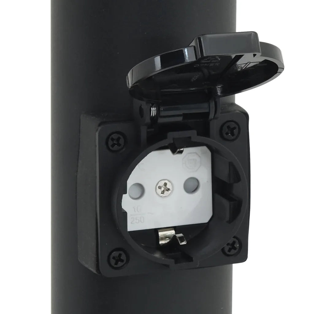 Lampada a paletto con presa elettrica 80 cm Acciaio Inox IP44 4006037