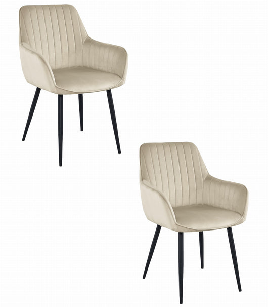 Valora SELO Sedia in velluto beige con gambe nere, set da 2