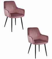 Valora SELO Sedia in velluto rosa con gambe nere, set da 2