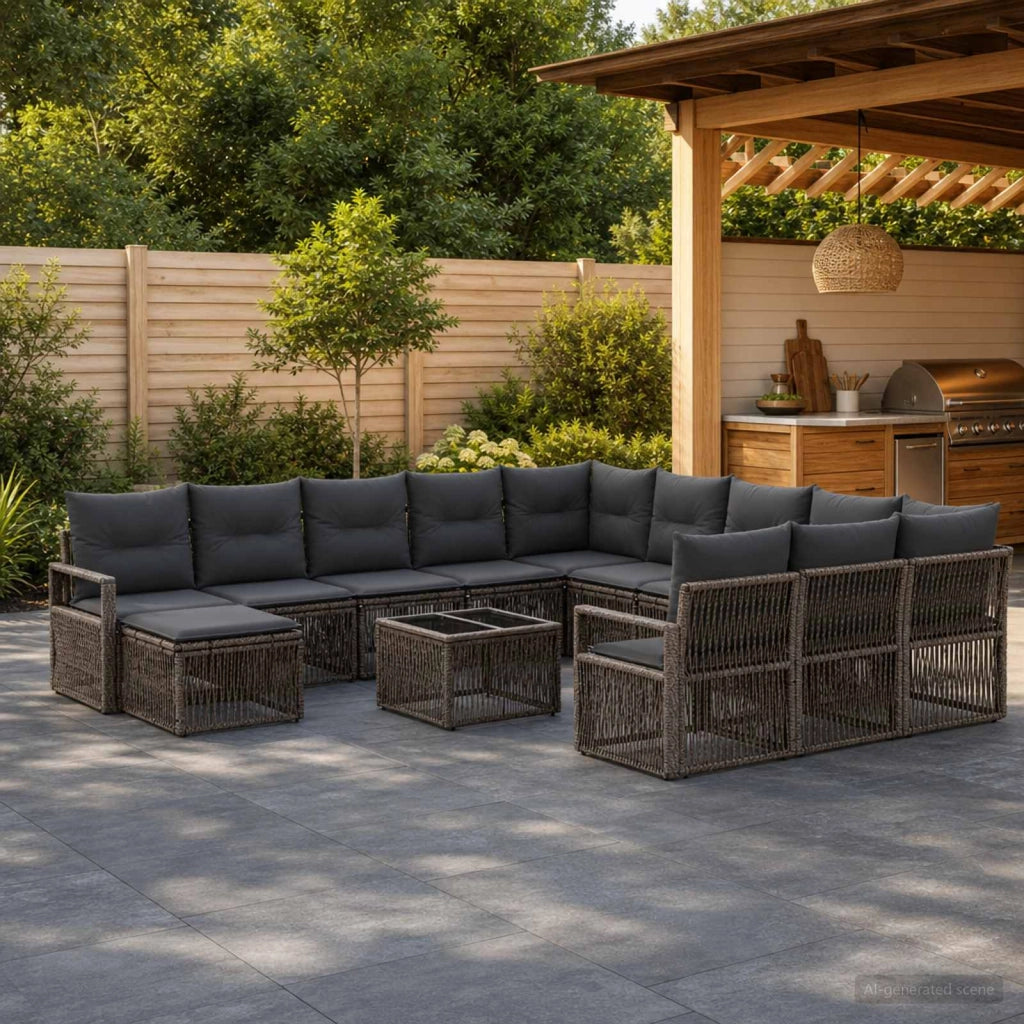 Set Divano da Giardino 13 pz Grigio polyrattan 3435920