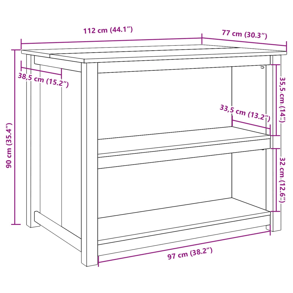 Isola da Cucina PANAMA 112x77x90 cm in Legno Massello di Pino CFW4706759