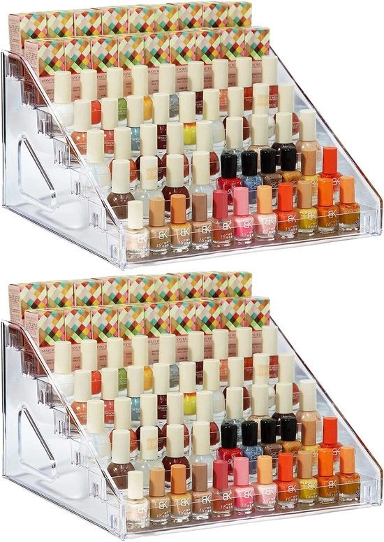 Organizzatore per la manicure - 84 flaconi - Acrilico - 2 pezzi