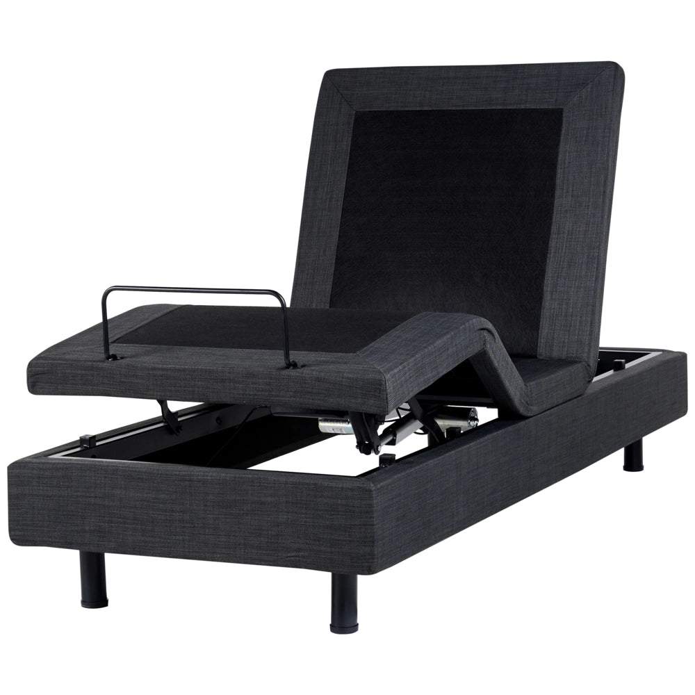 Letto elettrico singolo in poliestere grigio scuro regolabile con telecomando senza testata 80 x 200 cm stile moderno