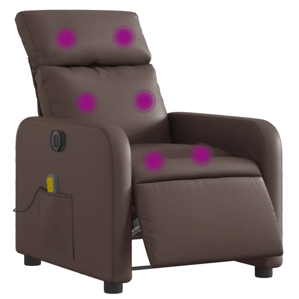 Poltrona Massaggiante | Sedia Relax Elettrica Marrone in Similpelle