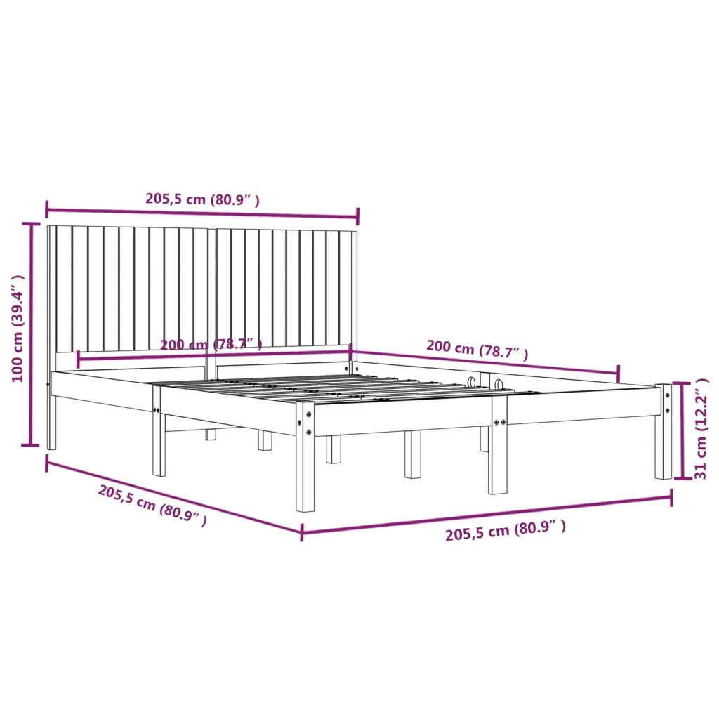 Giroletto senza Materasso 200x200 cm in Legno Massello di Pino 3104433