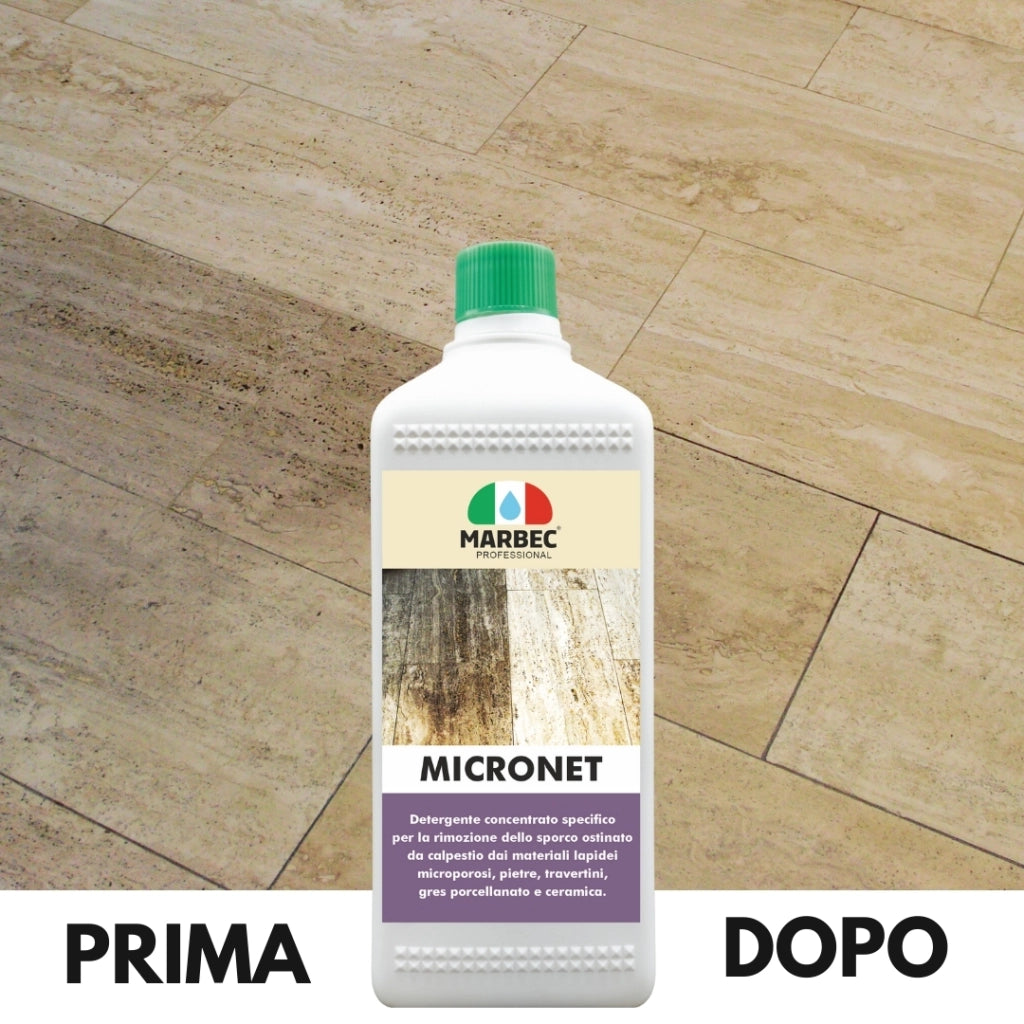 Detergente per gres porcellanato e pietre MICRONET   1LT + Tampone in Melamina