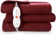 Bovendeken elettrico per una persona - Bovendeken elettrico per una persona - Bovendeken elettrico a forma di cuscino - 180 x 130cm - Rosso scuro