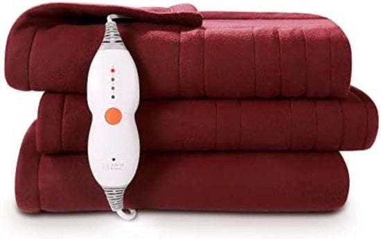 Bovendeken elettrico per una persona - Bovendeken elettrico per una persona - Bovendeken elettrico a forma di cuscino - 180 x 130cm - Rosso scuro