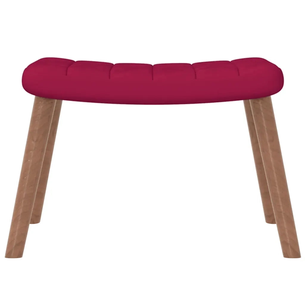 Poltrona a Dondolo con Poggiapiedi Rosso Vino in Velluto 327759