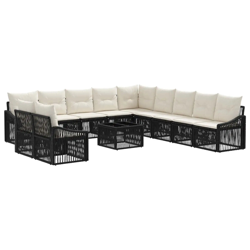 Set Divano da Giardino Regolabile 12 pcs Nero polyrattan 3436060