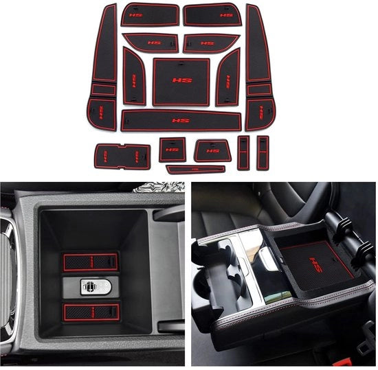 Accessori per MG HS Plug-in Hybrid 2018-2023, tappeti antislip per console centrale MG HS, tappeto antislip per becher, tappeto antislip per braccio MG HS PHEV 2022 (rosso)