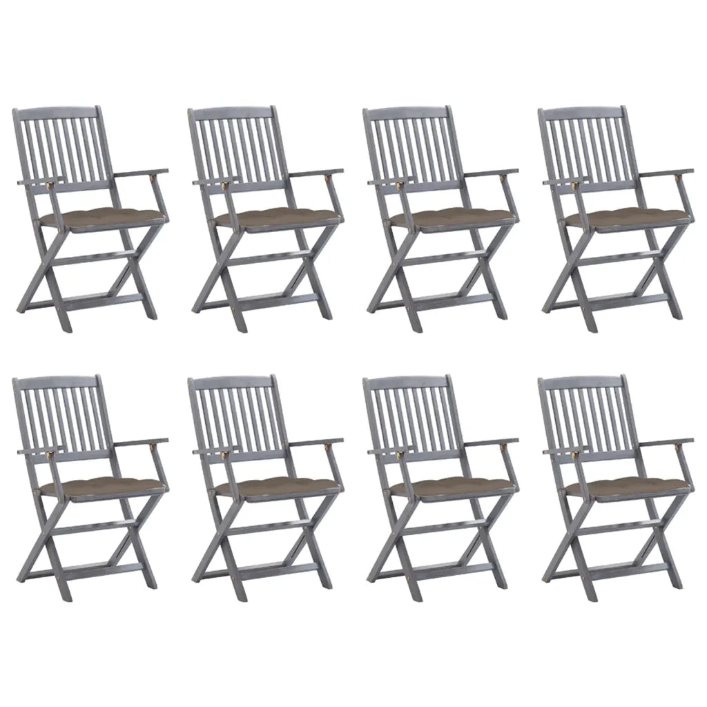 Sedie da Giardino Pieghevoli 8 pz con Cuscini Massello Acacia cod mxl 8544