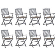 Sedie da Giardino Pieghevoli 8 pz con Cuscini Massello Acacia cod mxl 8544
