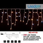 Trade Shop - Tenda Luminosa Natalizia 380 Led Luce Calda Fissa + Intermittente Ip44 Xc-4119 -
