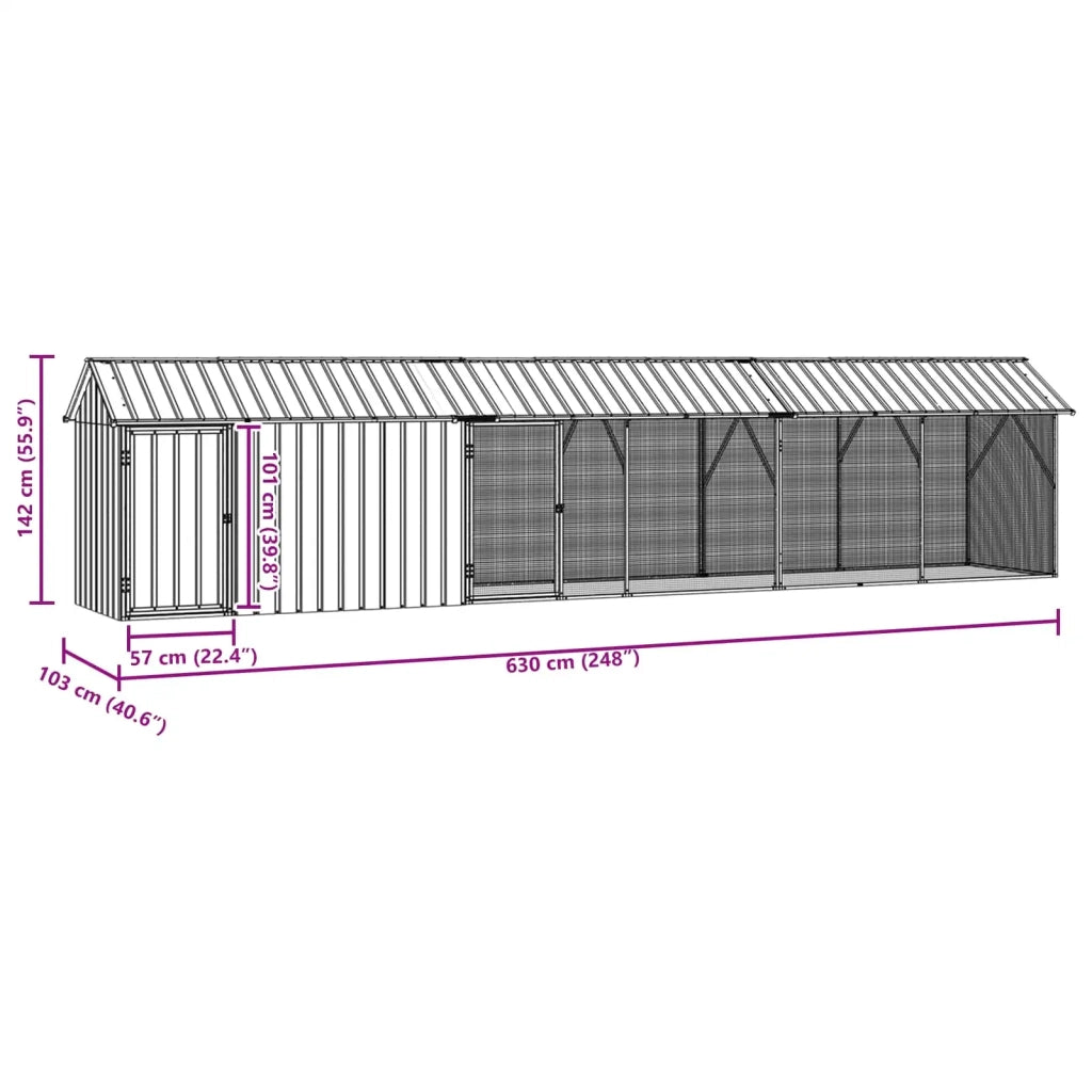 Gabbia per uccelli Antracite 630 x 103 x 142 cm Acciaio zincato 3325146