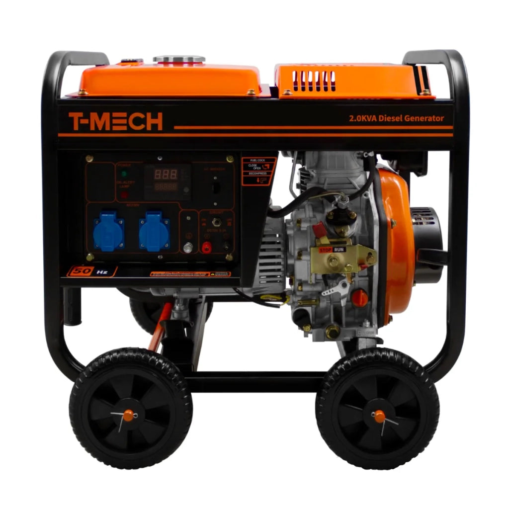 T-Mech Generatore Portatile 6CV Monofase 5in1 Display Digitale 12.5Lt Diesel 2KW