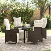 Set da Pranzo per Giardino con cuscino 5 pcs Marrone polyrattan