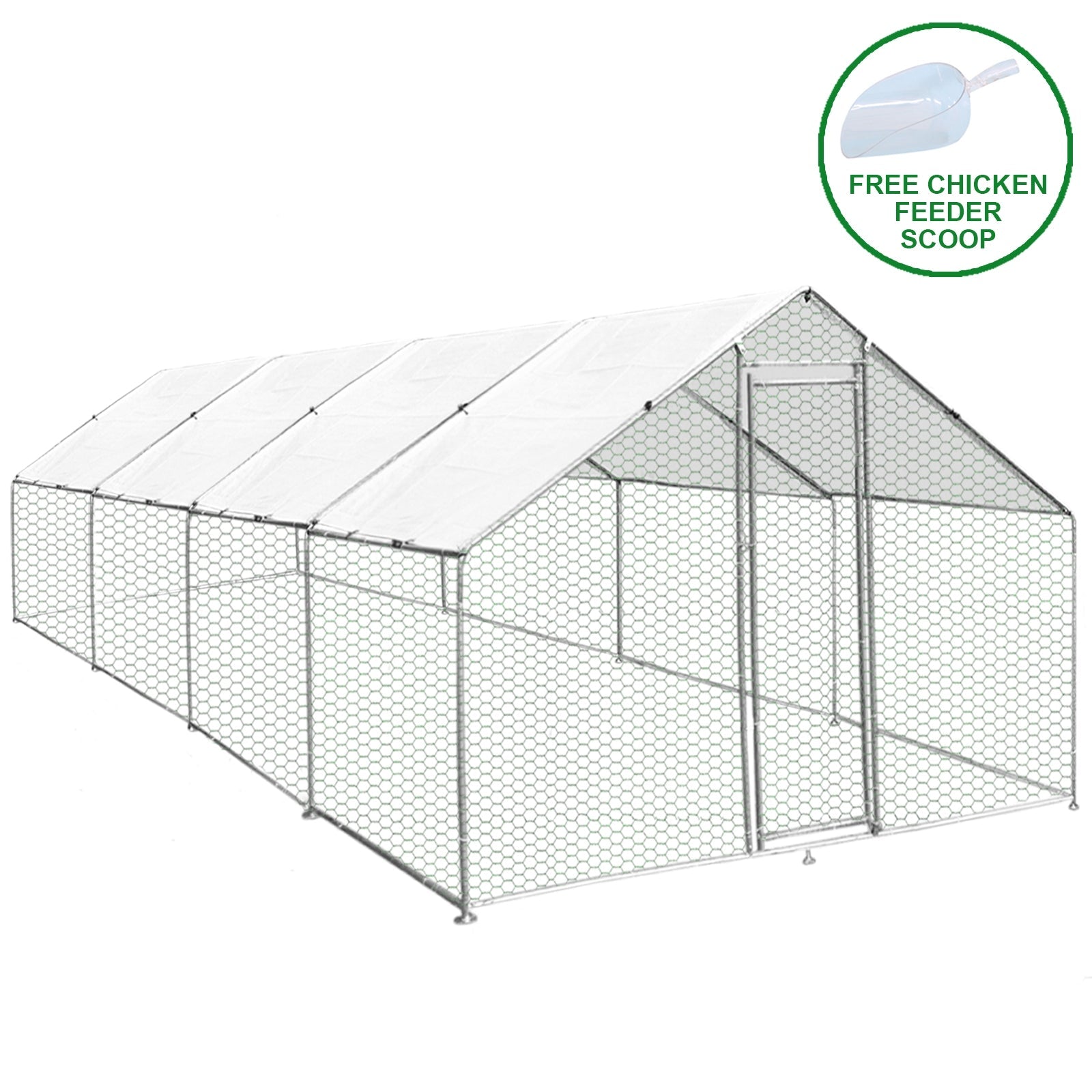 Gabbia Pollaio Recinto Recinzione Box Inox da Galline Pollame Polli 3m x 8m x 2m