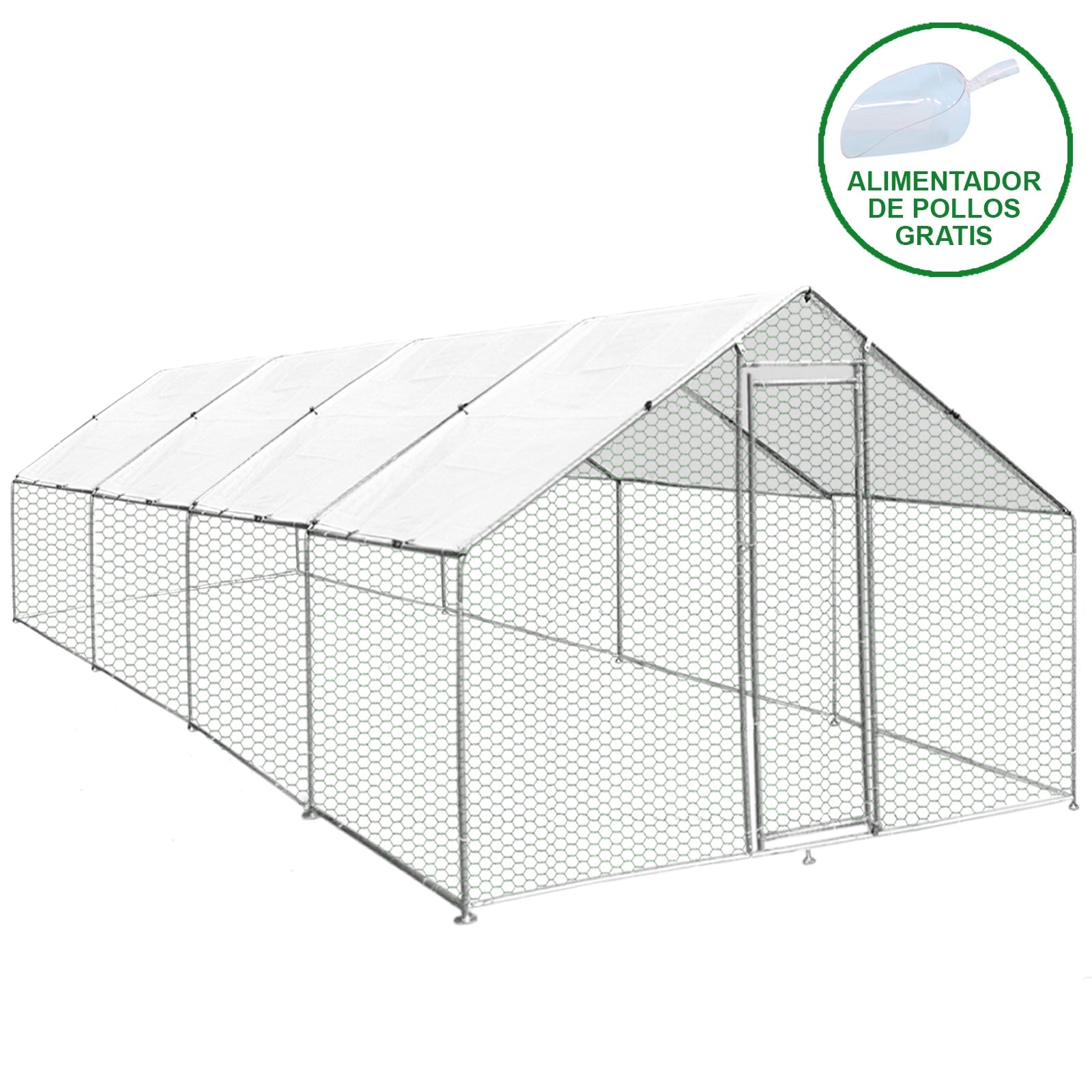 Gabbia Pollaio Recinto Recinzione Box Inox da Galline Pollame Polli 3m x 8m x 2m