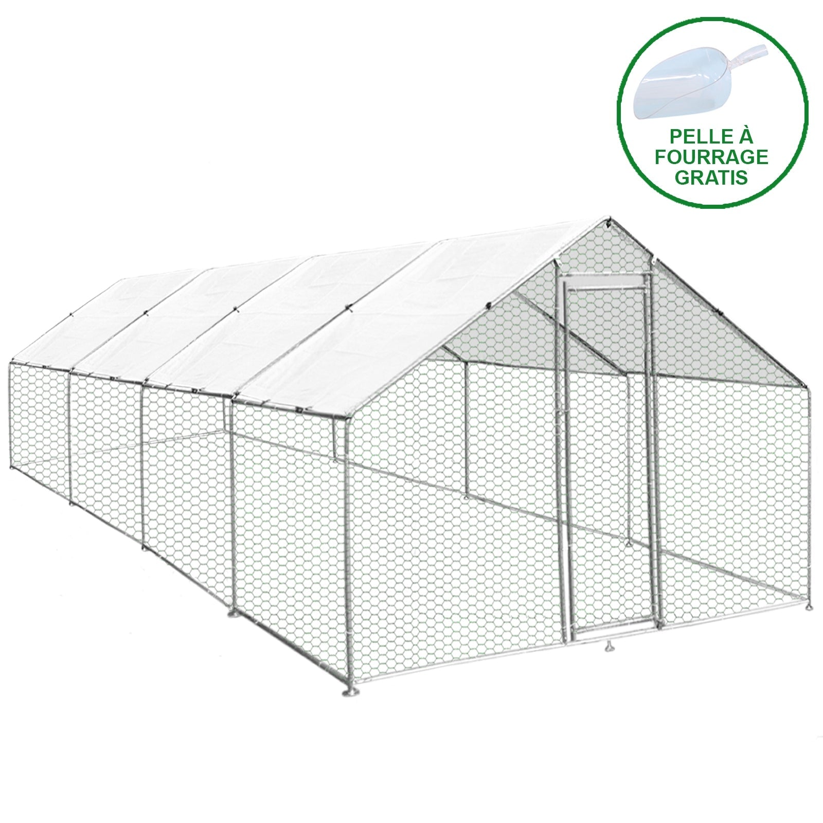 Gabbia Pollaio Recinto Recinzione Box Inox da Galline Pollame Polli 3m x 8m x 2m