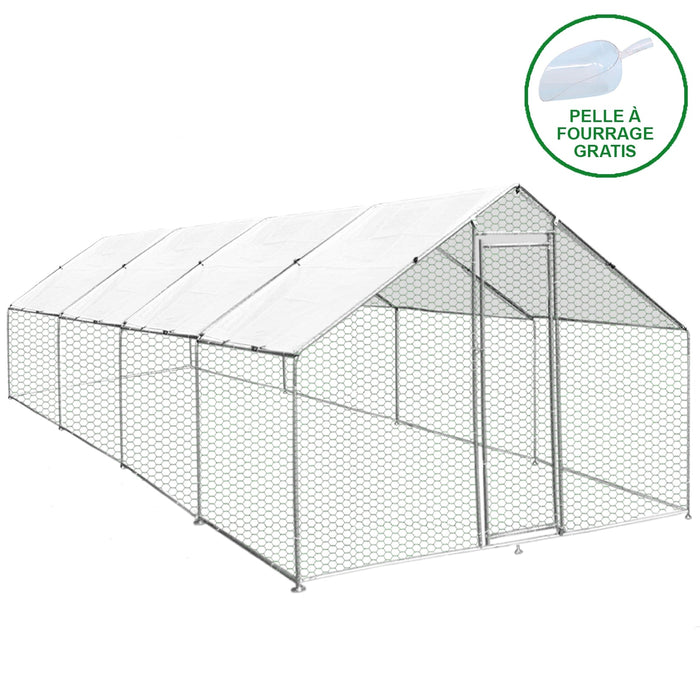 Gabbia Pollaio Recinto Recinzione Box Inox da Galline Pollame Polli 3m x 8m x 2m