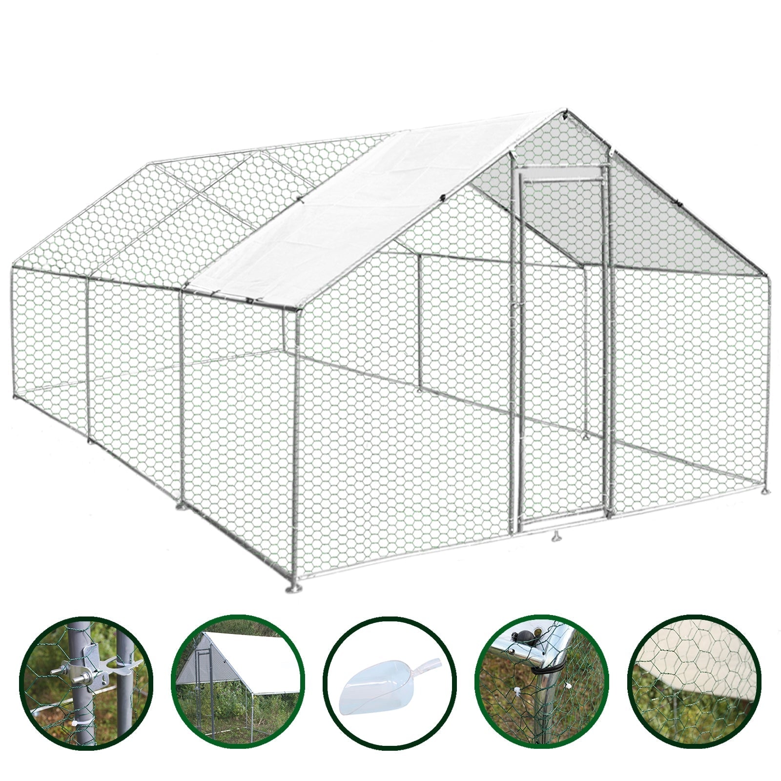 Gabbia Pollaio Recinto Recinzione Box Inox da Galline Pollame Polli 4m x 6m x 2m