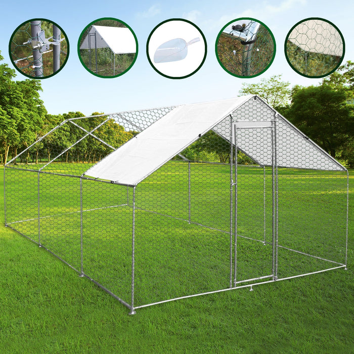 Gabbia Pollaio Recinto Recinzione Box Inox da Galline Pollame Polli 4m x 6m x 2m