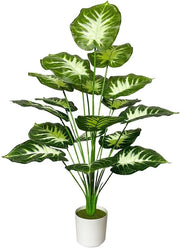 Kunstplanten in vaso, grande pianta d'arte, palme artificiale in vaso di plastica, decorazione di finto pianta per salotto, balcone, camera da letto, ufficio, interna (75 cm palme artificiale verde-bianca)