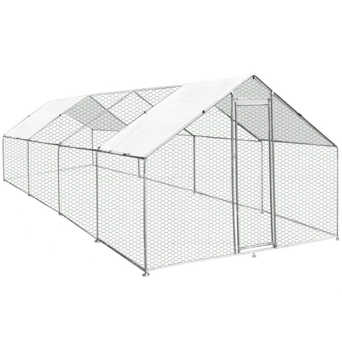 Gabbia Pollaio Recinto Recinzione Box Inox da Galline Pollame Polli 4m x 8m x 2m