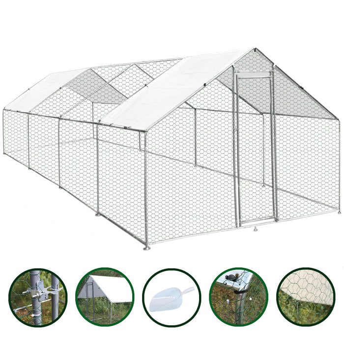 Gabbia Pollaio Recinto Recinzione Box Inox da Galline Pollame Polli 4m x 8m x 2m