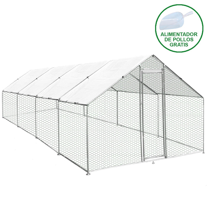 Gabbia Pollaio Recinto Recinzione Box Inox da Galline Pollame Polli 4m x 8m x 2m