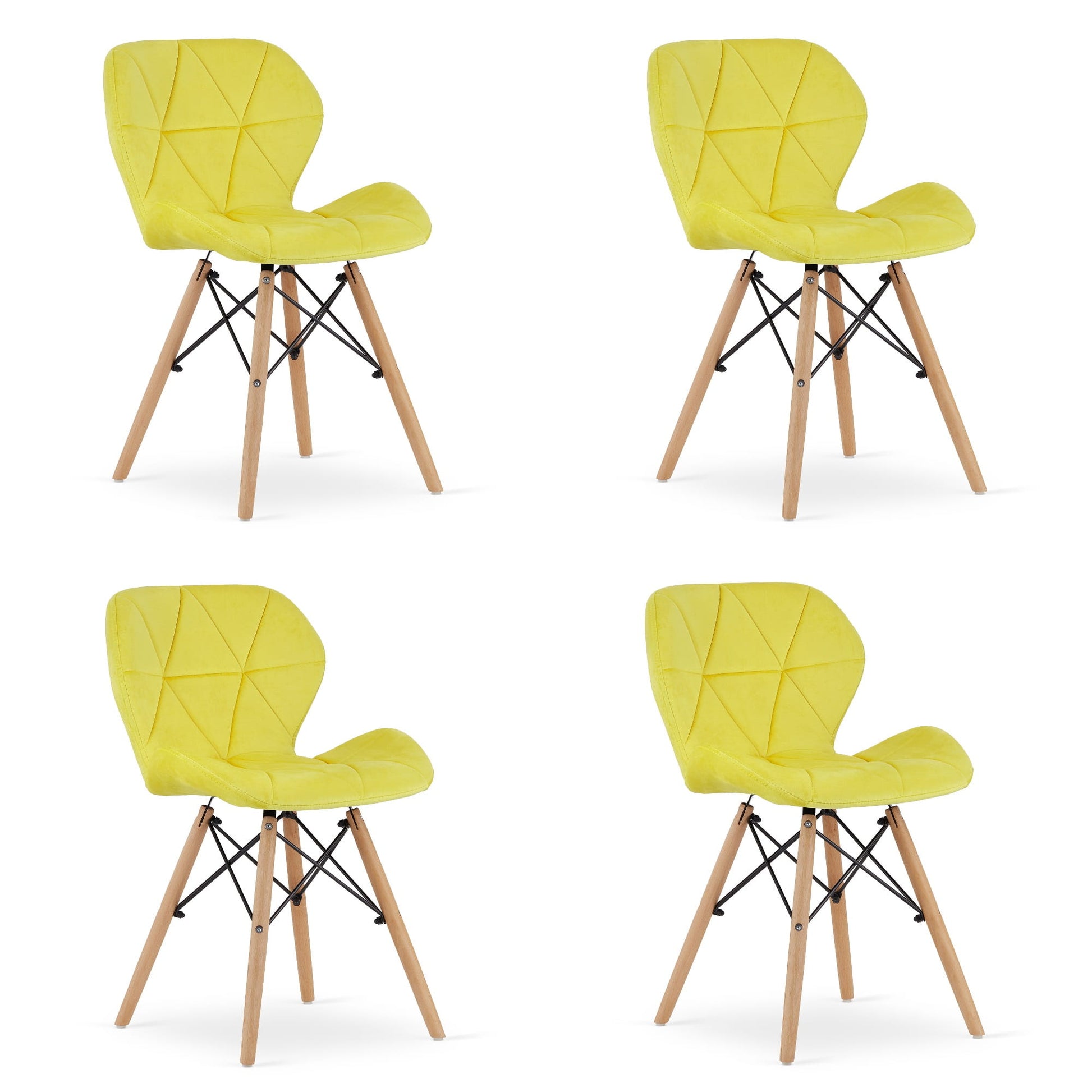 Valora WAKO Sedia in velluto giallo design moderno per soggiorno x4