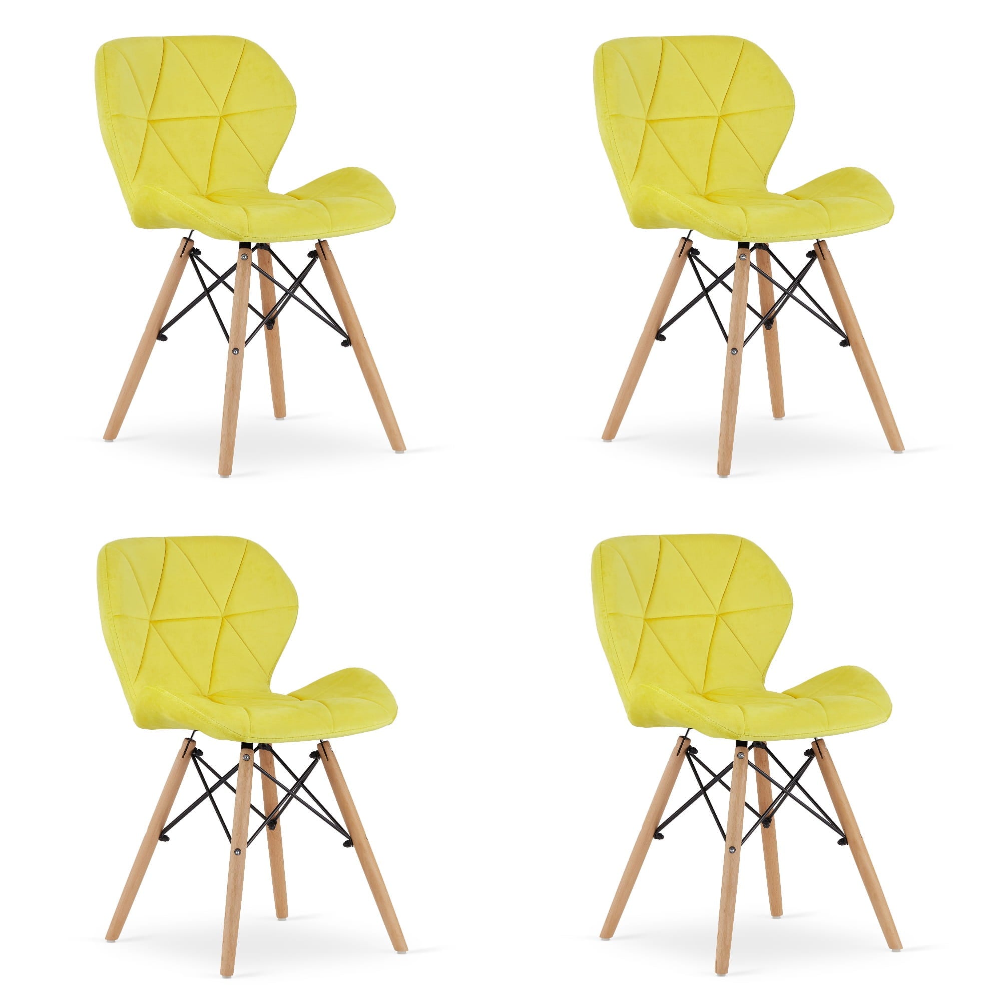Valora WAKO Sedia in velluto giallo design moderno per soggiorno x4