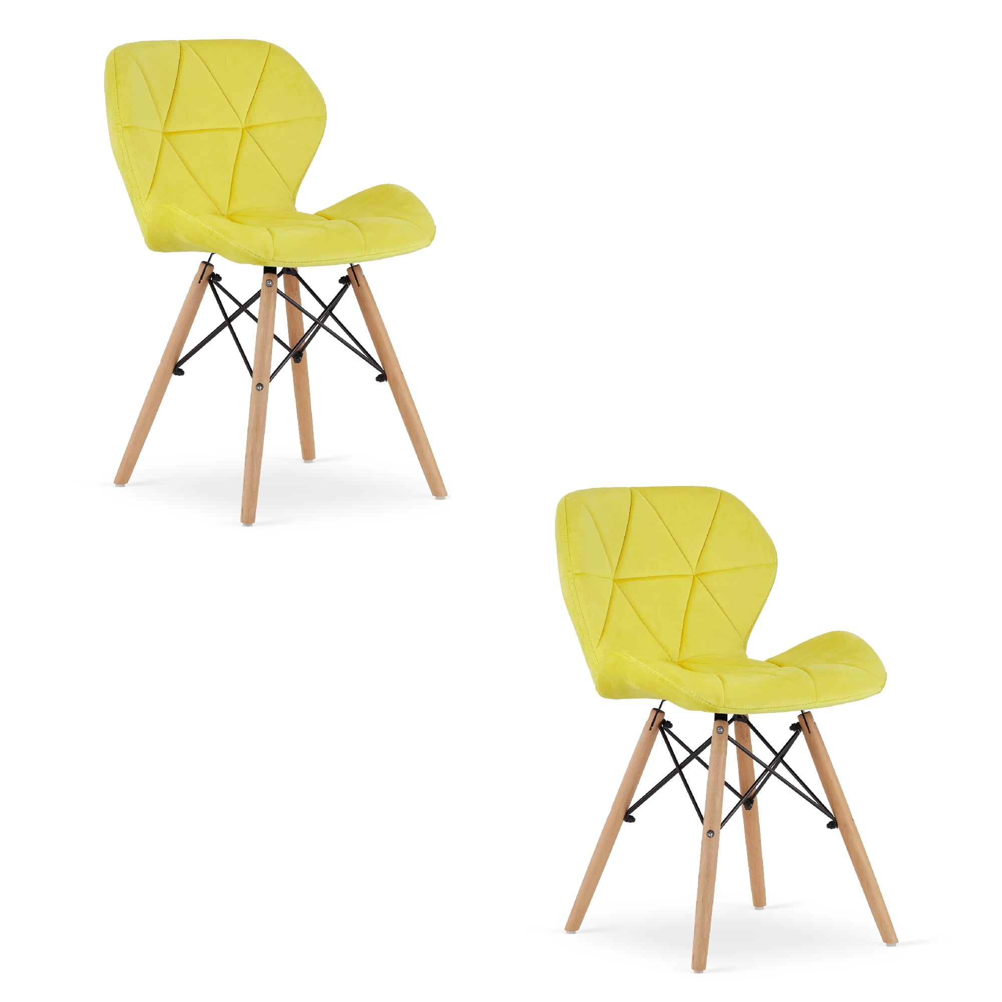 Valora WAKO Sedia in velluto dal design moderno, gialla, per soggiorno x2