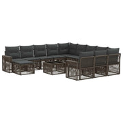 Set Divano da Giardino 13 pcs Grigio e Grigio Scuro polyrattan
