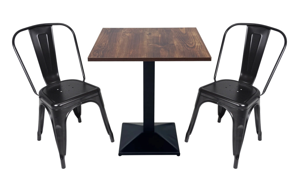 Tavolo da pranzo quadrato 70x70 con top in legno scuro - Clint - TQ10CLTW