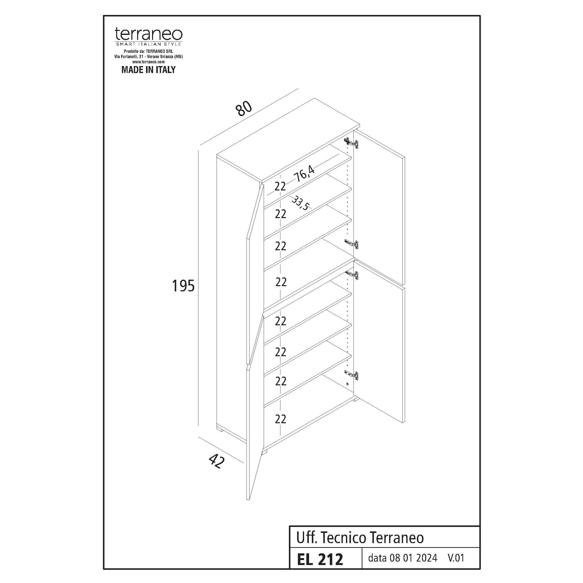 ELEMENTO BOX 80X42XH195CM 4 ANTE OLMO.
