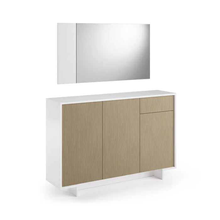 MADIA FRAME 134X35XH87CM BIANCO/CANNETE CHIARO.