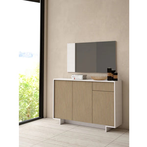 MADIA FRAME 134X35XH87CM BIANCO/CANNETE CHIARO.