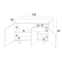 MADIA FRAME 134X35XH87CM BIANCO/CANNETE CHIARO.