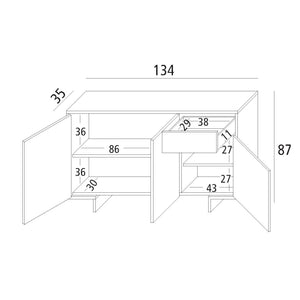 MADIA FRAME 134X35XH87CM BIANCO/CANNETE CHIARO.