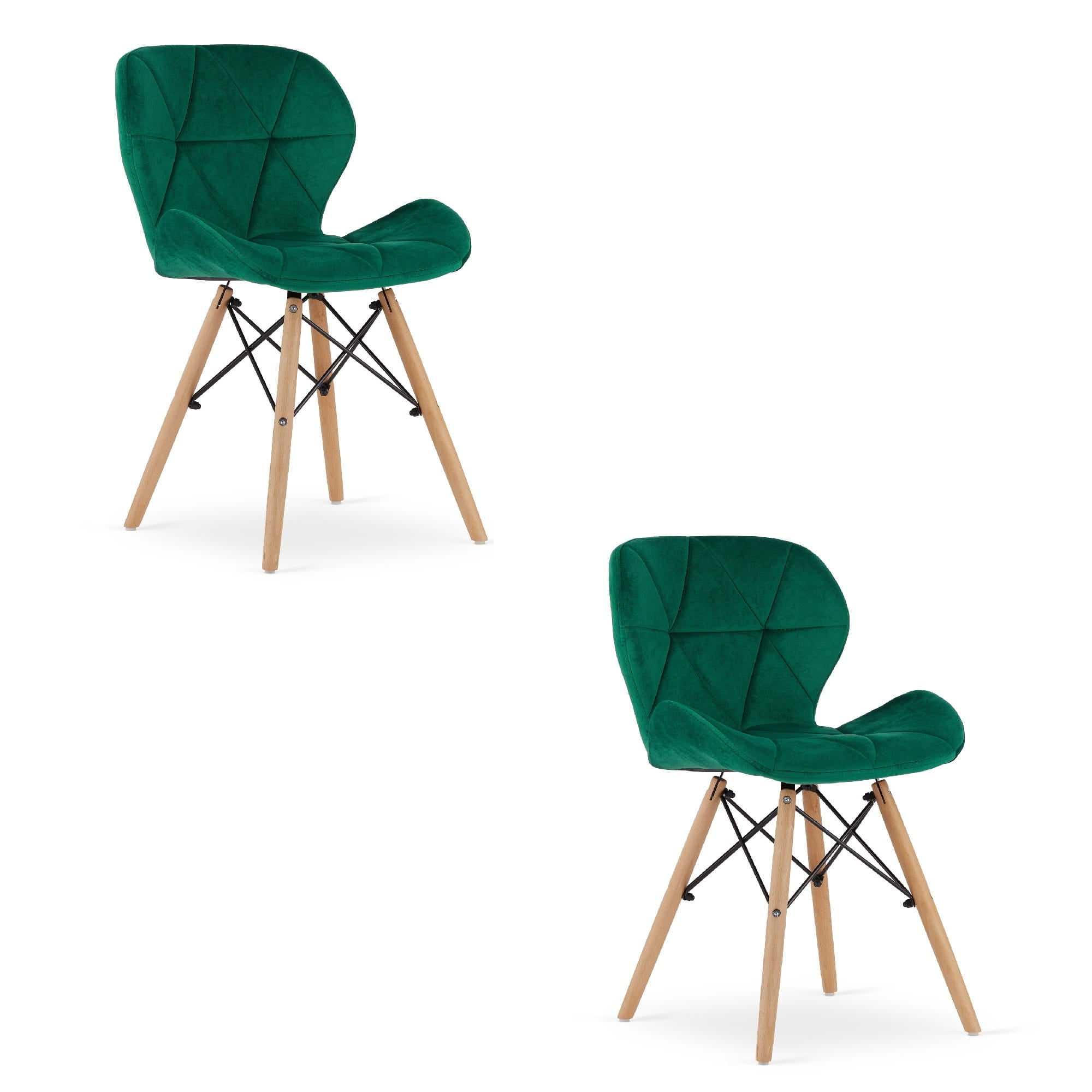 Valora WAKO Sedia in velluto verde dal design moderno per soggiorno x2