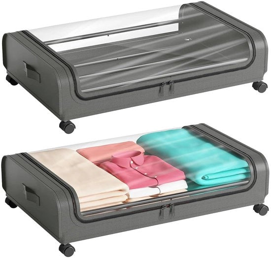 Sistema di archiviazione per sotto il letto - Robusto e duraturo - Set a 2 pezzi - 80 x 44 x 13,5 cm