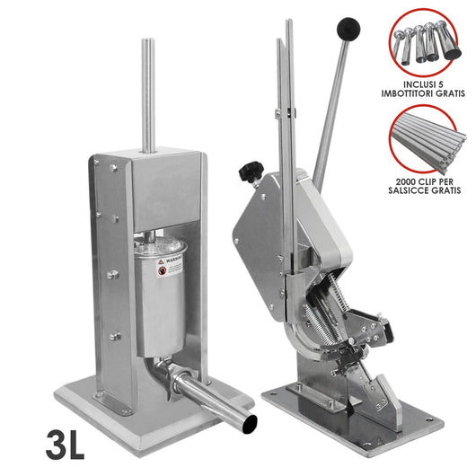 Kit Clippatrice Lega Salsicce & Insaccatrice Manuale Professionale 3L - 5L - 7L