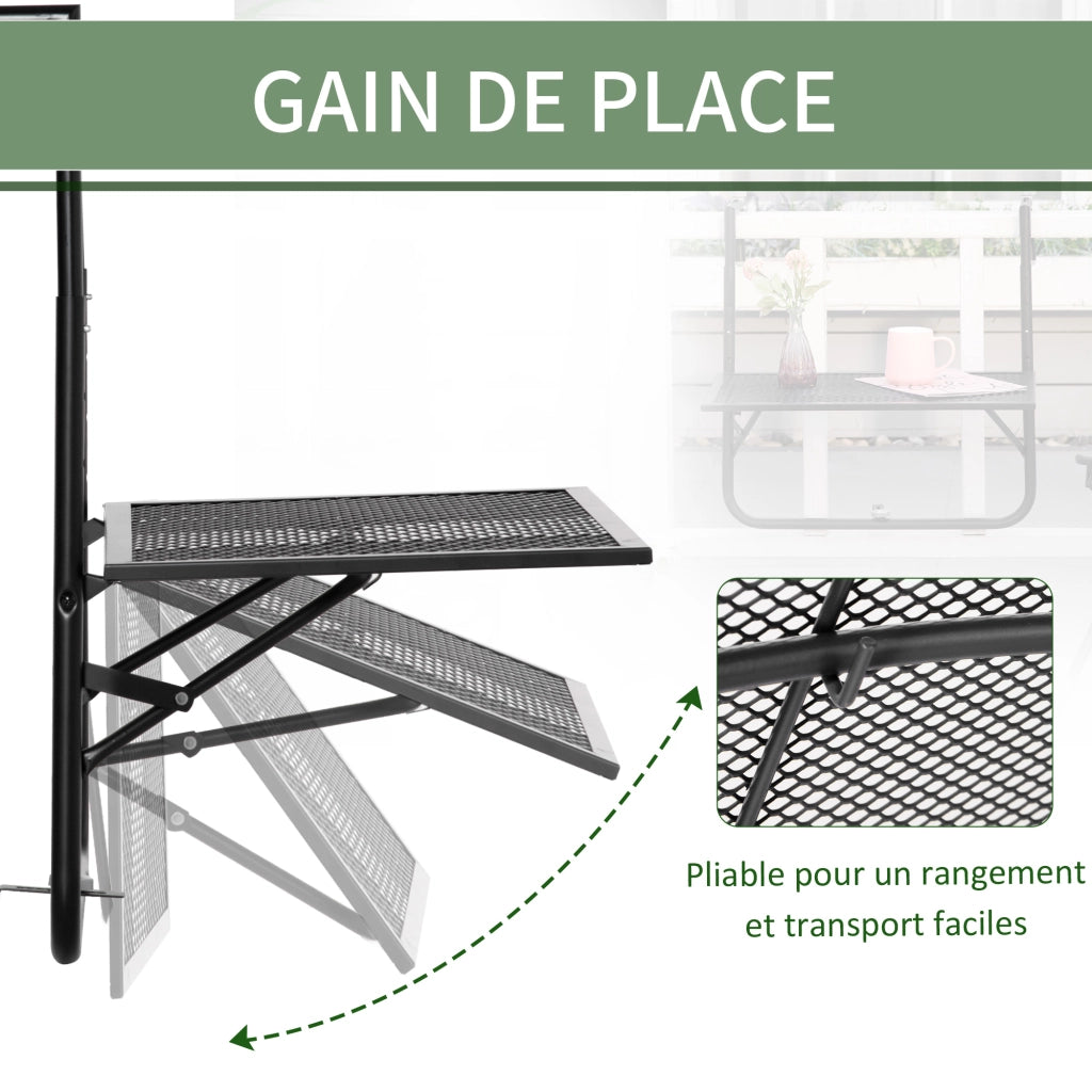 Tavolino pieghevole in metallo con altezza regolabile ¨C zephmum ¨C nero 60x60x57-72 cm