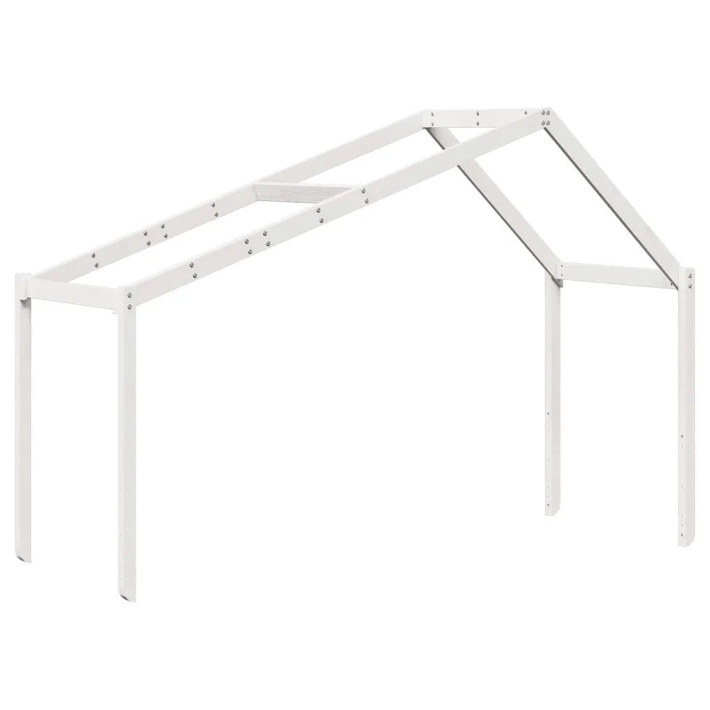 Letto Soppalco con Scala e Tetto Bianco 90x190 cm Massello Pino